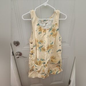 Vintage 90s Y2K Express All Cotton Sunflower Overall Style Dress Sz Small